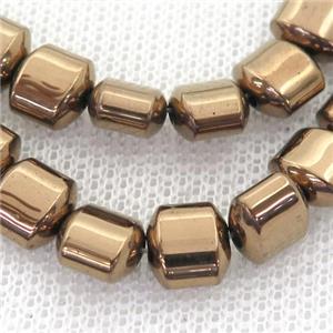 brown Hematite Beads, flat tube, approx 7.5mm