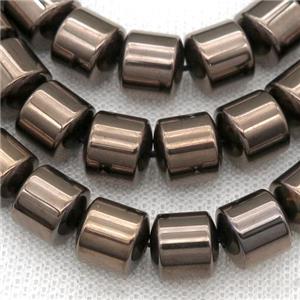 chocolate Hematite tube beads, electroplated, approx 6mm