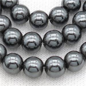 round Black Hematite Beads, approx 2mm dia