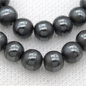round black Hematite Beads with line, matte, approx 10mm dia