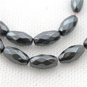 black Hematite beads, faceted rice, approx 6-12mm