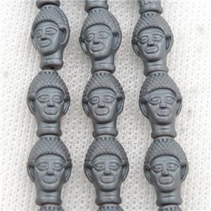 matte black Hematite buddha beads, approx 9-14mm