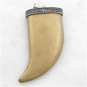 matte Hematite horn pendant, pyrite color electroplated, approx 24-49mm