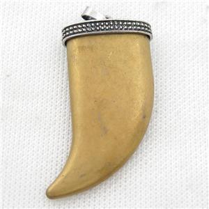 matte Hematite horn pendant, gold electroplated, approx 24-49mm
