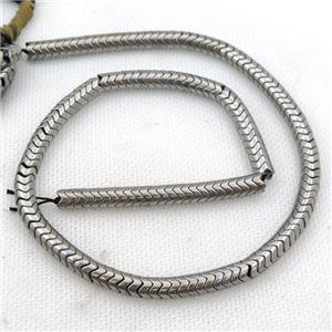 Hematite wave beads, snakeskin, approx 4mm