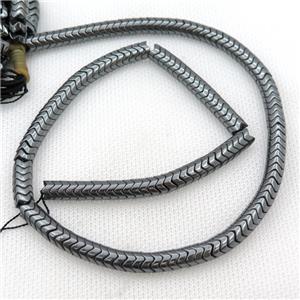 black Hematite wave beads, snakeskin, approx 6mm