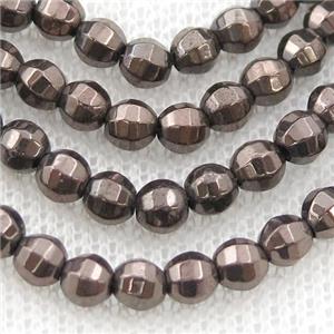 Hematite lantern beads, chocolate electroplated, approx 8mm dia