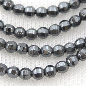 black Hematite lantern beads, approx 4mm dia