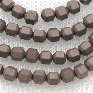 matte Hematite prism column beads, chocolate electroplated, approx 4mm