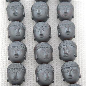 matte black Hematite buddha beads, approx 9-10mm