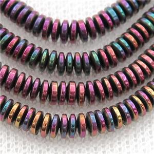 fuchsia Hematite heishi beads, approx 1.5x4mm
