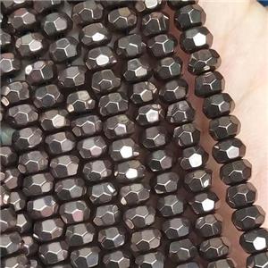 chocolate Hematite Beads, faceted rondelle, electroplated, approx 4mm
