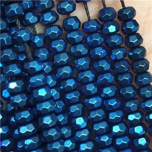 blue Hematite Beads, faceted rondelle, electroplated, approx 4mm