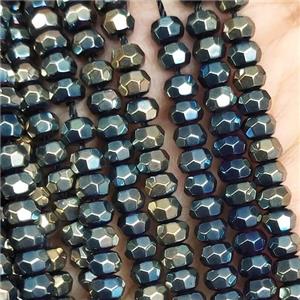 goldblue Hematite Beads, faceted rondelle, electroplated, approx 4mm