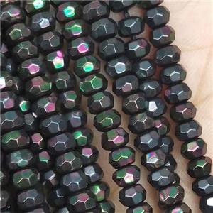 multicolor Hematite Beads, faceted rondelle, electroplated, approx 4mm