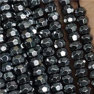 black Hematite Beads, faceted rondelle, approx 4mm