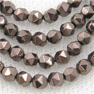 Chocolate Hematite Beads Cut Round Electroplated, approx 3-4mm