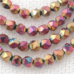 Peach Hematite Beads Cut Round Electroplated, approx 5-6mm
