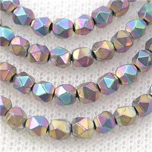 Multicolor Hematite Beads Cut Round Electroplated, approx 7-8mm