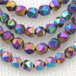 Rainbow Hematite Beads Cut Round Electroplated, approx 5-6mm