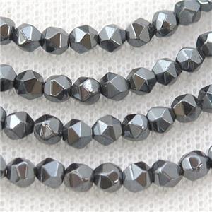 Black Hematite Beads Cut Round, approx 3mm