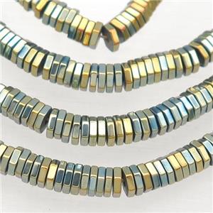 Hematite Hexagon Beads BlueGold Electroplated, approx 2mm