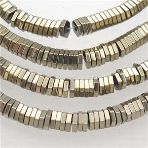 Hematite Hexagon Beads Pyrite Electroplated, approx 4mm