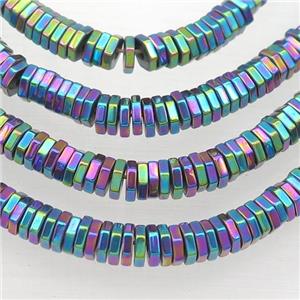 Hematite Hexagon Beads Rainbow Electroplated, approx 6mm