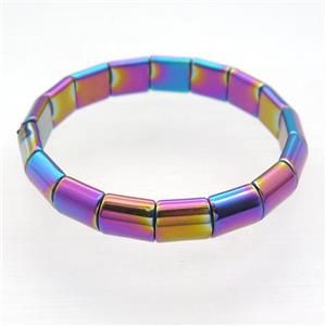Rainbow Hematite Bracelet Stretchy Electroplated, approx 10mm, 55mm dia