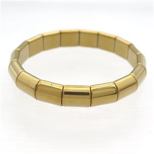 Hematite Bracelet Stretchy Gold Plated, approx 10mm, 55mm dia