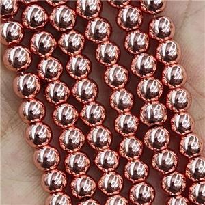 Hematite Beads Smooth Round Rose Gold, approx 8mm dia