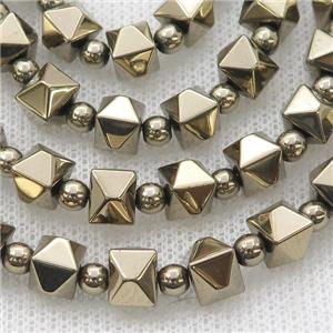 Hematite Beads Pyrite Color, approx 8mm