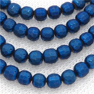 Hematite Beads Faceted Round Blue Electroplated, approx 6mm