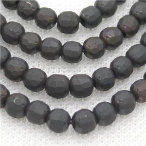 Black Chocolate Hematite Beads Faceted Round, approx 6mm