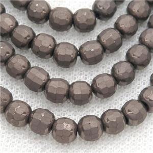 Chocolate Hematite Beads Faceted Round, approx 6mm