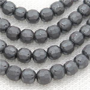 Black Hematite Beads Faceted Round, approx 6mm
