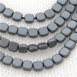 Black Hematite Beads Square Matte, approx 4mm