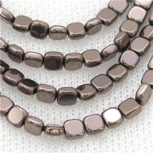 Chocolate Hematite Beads Square, approx 4mm
