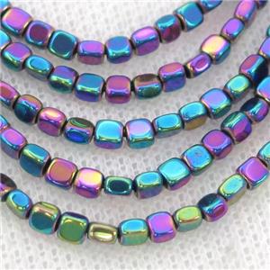 Rainbow Hematite Beads Square, approx 4mm