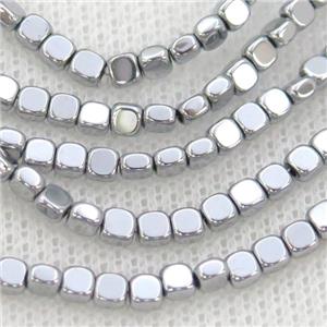 Hematite Beads Square Platinum Electroplated, approx 4mm