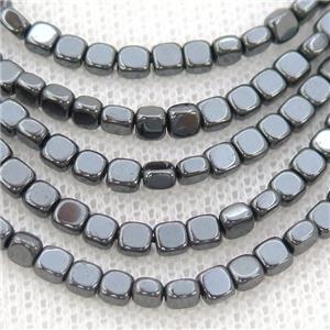 Black Hematite Square Beads, approx 4mm