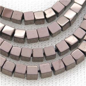 Chocolate Hematite Cube Beads, approx 3mm