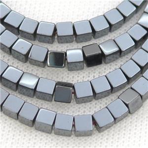 Hematite Cube Beads Black, approx 2mm