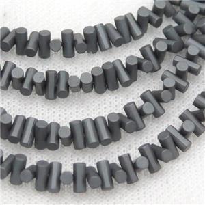 Black Hematite Beads Stick Matte, approx 3-6mm