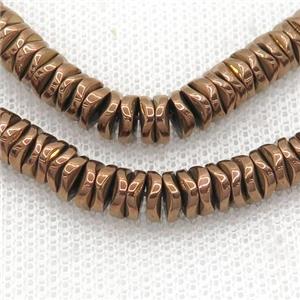 Hematite Heishi Spacer Beads Twist Brown, approx 4mm