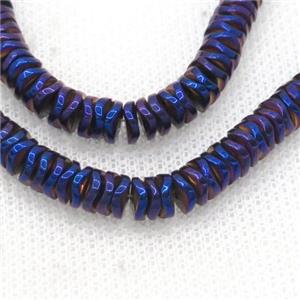 Purple Blue Hematite Heishi Spacer Beads Twist, approx 4mm