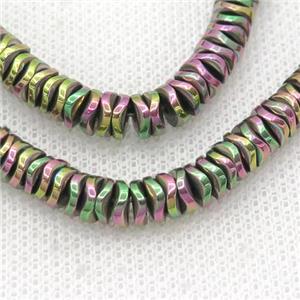 Hematite Heishi Spacer Beads Twist Multicolor Electroplated, approx 4mm