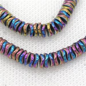 Rainbow Hematite Heishi Spacer Beads Twist, approx 4mm