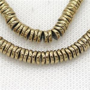 Hematite Heishi Spacer Beads Twist Lt.Gold, approx 4mm