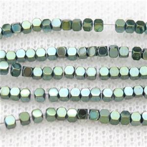 Green Hematite Beads Faceted Cube, approx 2mm
